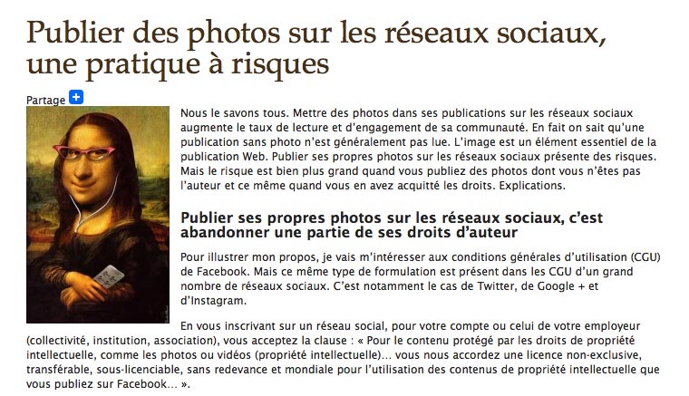 Publier ses propres photos sur les réseaux sociaux, c’est abandonner une partie de ses droits d’auteur