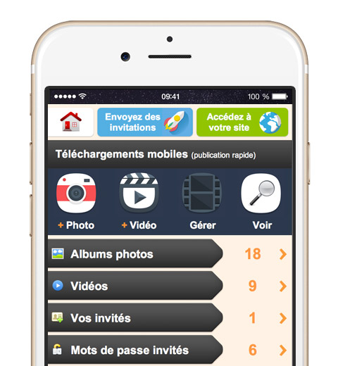 Depuis votre téléphone mobile, vous pouvez aussi partager des photos et des vidéos. L'interface est simple à utiliser et claire.